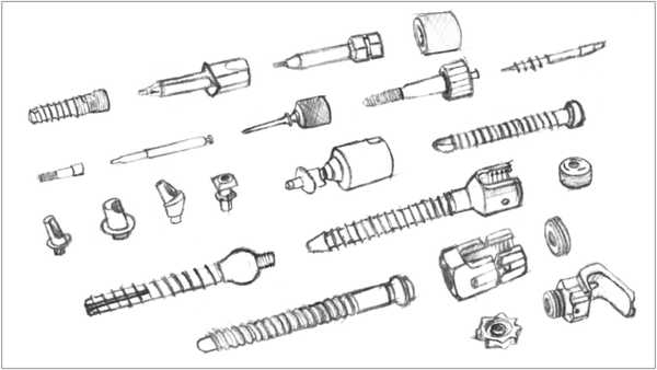 Implantatformen und medizinische Komponenten