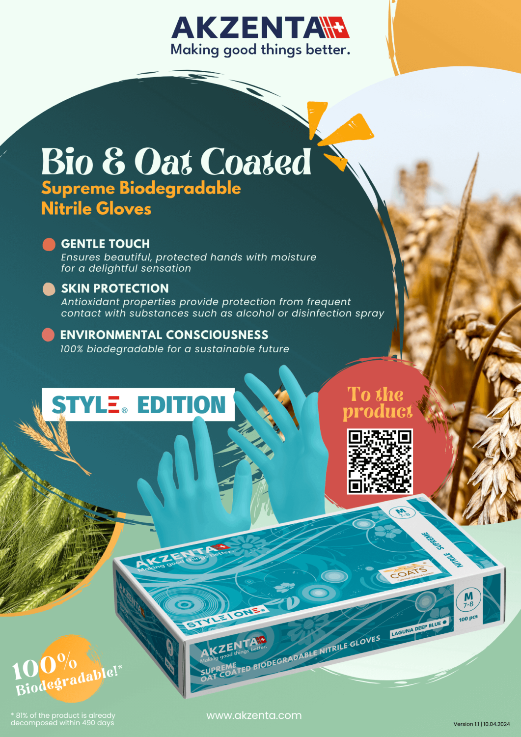 Bio & Oat Coated Nitrile Gloves