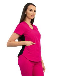 Blusa médica de mujer con mangas cortas