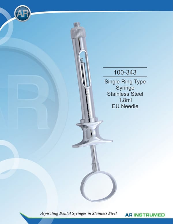 Single Ring Type Syringe Stainless Steel 1.8ml EU Needle