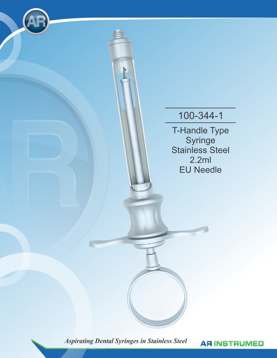 T-Handle Type Syringe Stainless Steel 2.2ml EU Needle – AR Instrumed, Injectable Anesthetics