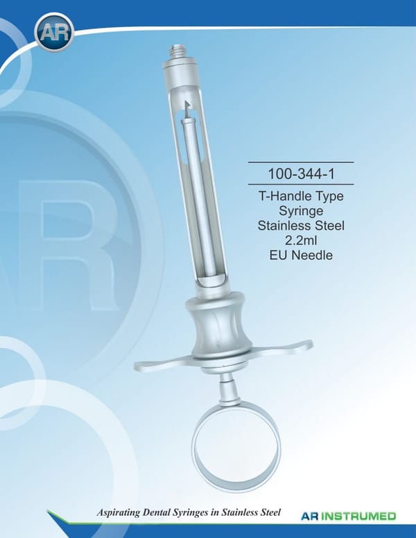 T-Handle Type Syringe Stainless Steel 2.2ml EU Needle