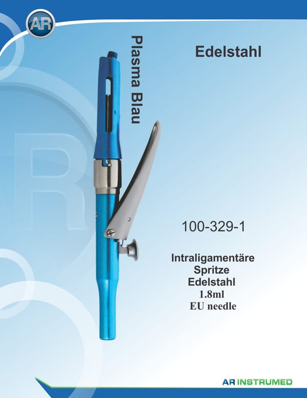 Syringe Stainless Steel 1.8ml EU Needle Blue Plasma