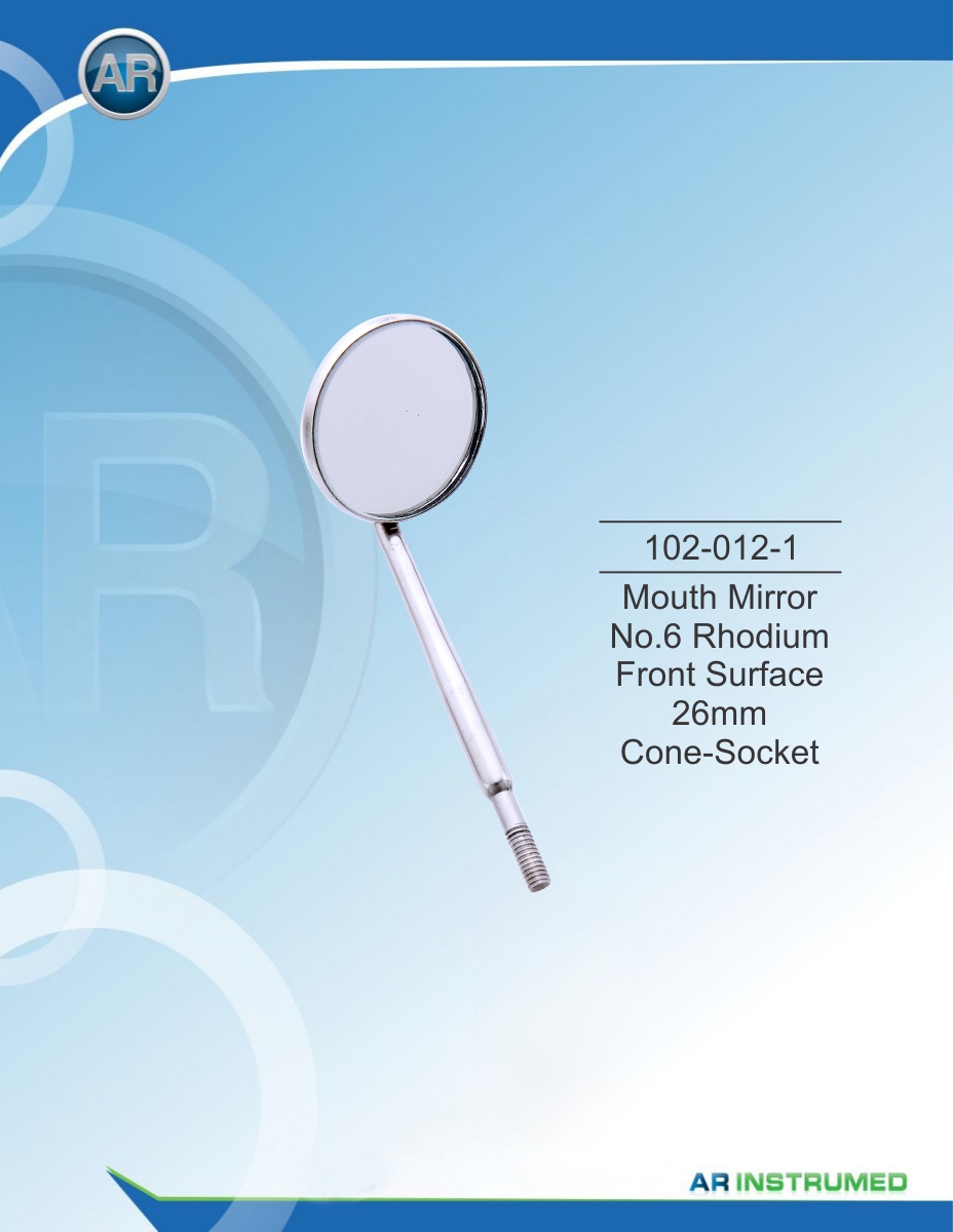 Mouth Mirror No.6 Rhodium Front Surface 26mm Cone Socket