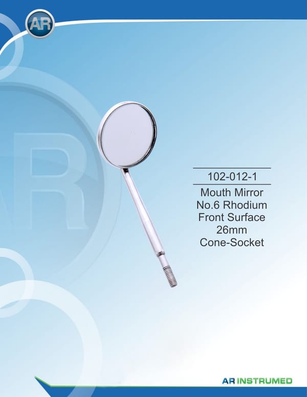 Mouth Mirror No.6 Rhodium Front Surface 26mm Cone Socket