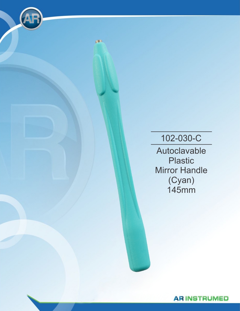 Autoclavable mirror handle made of plastic (cyan) 145mm