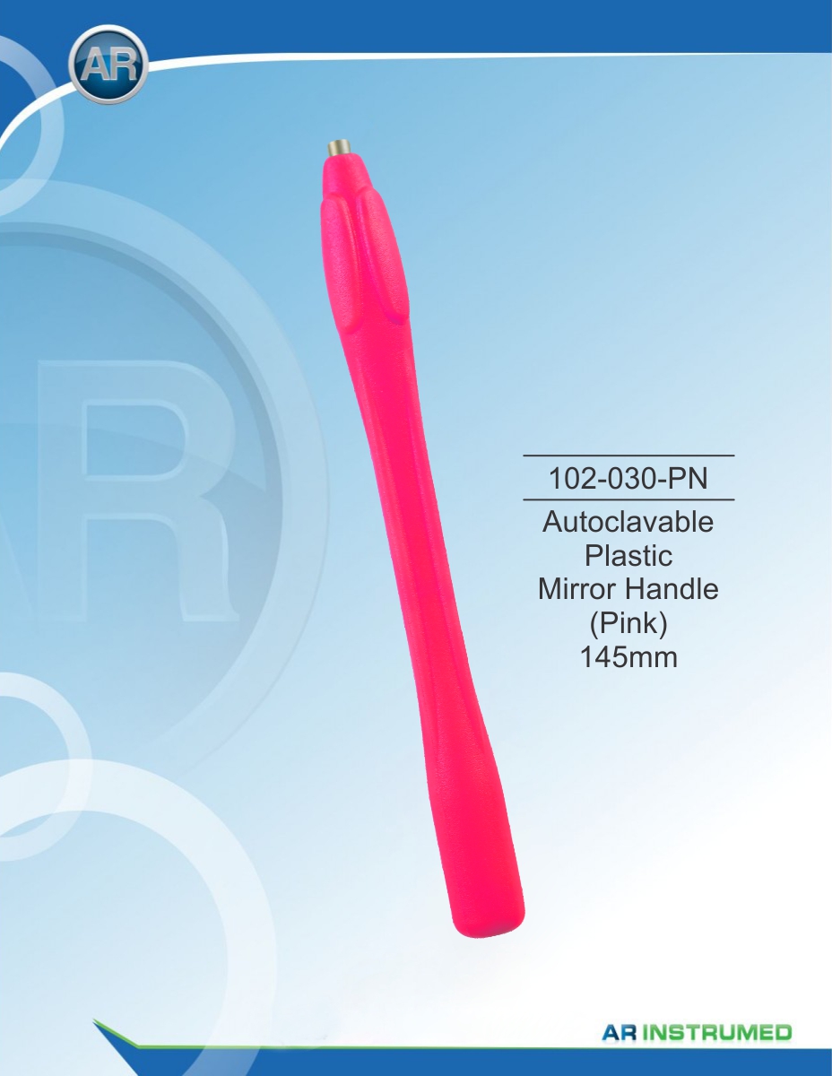 Autoclavable plastic mirror handle (pink) 145mm