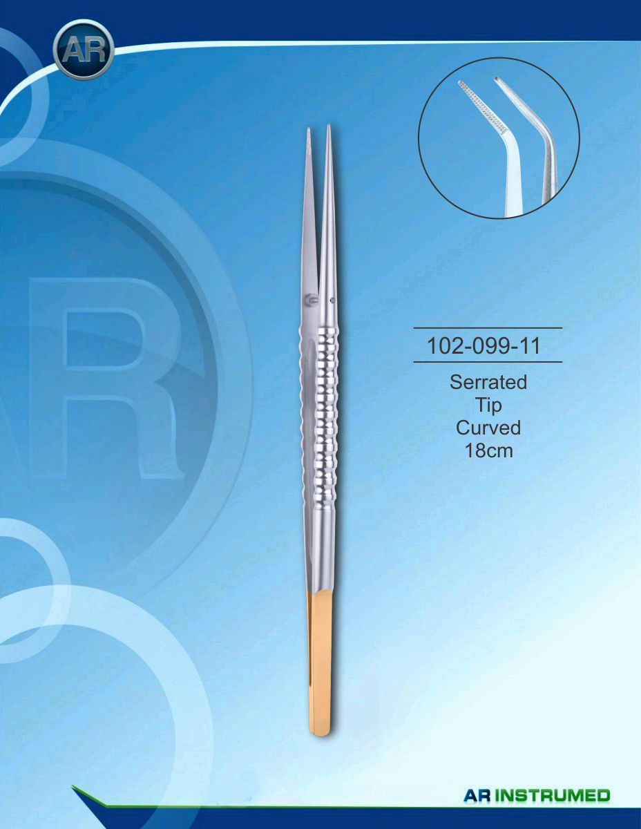 Serrated Tip Curved 18cm – AR Instrumed, Tweezers & Forceps