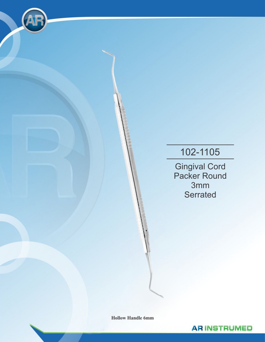 Gingival Cord Packer Round 3mm Serrated Solid Handle 6mm