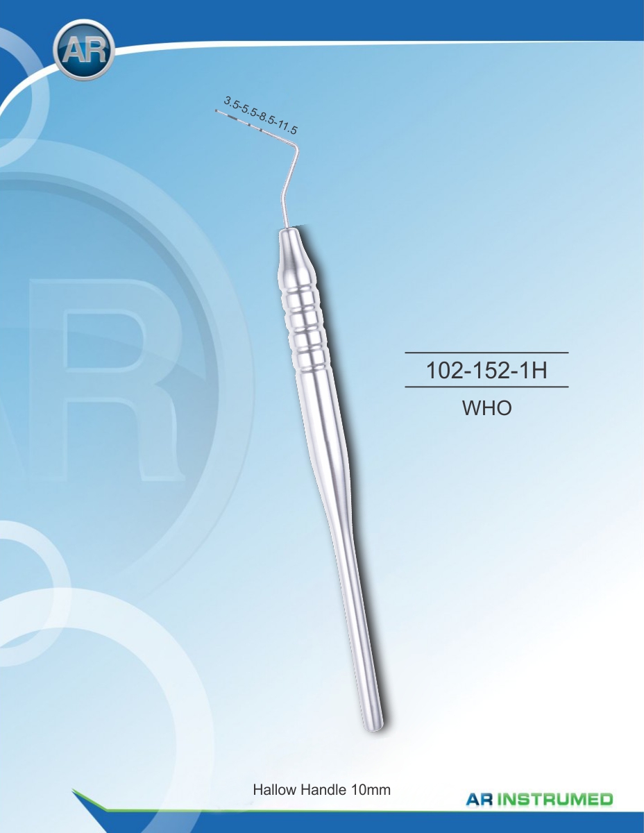 Parodontialsonden WHO Hollow Handle 10mm – AR Instrumed, Periodontal Instruments