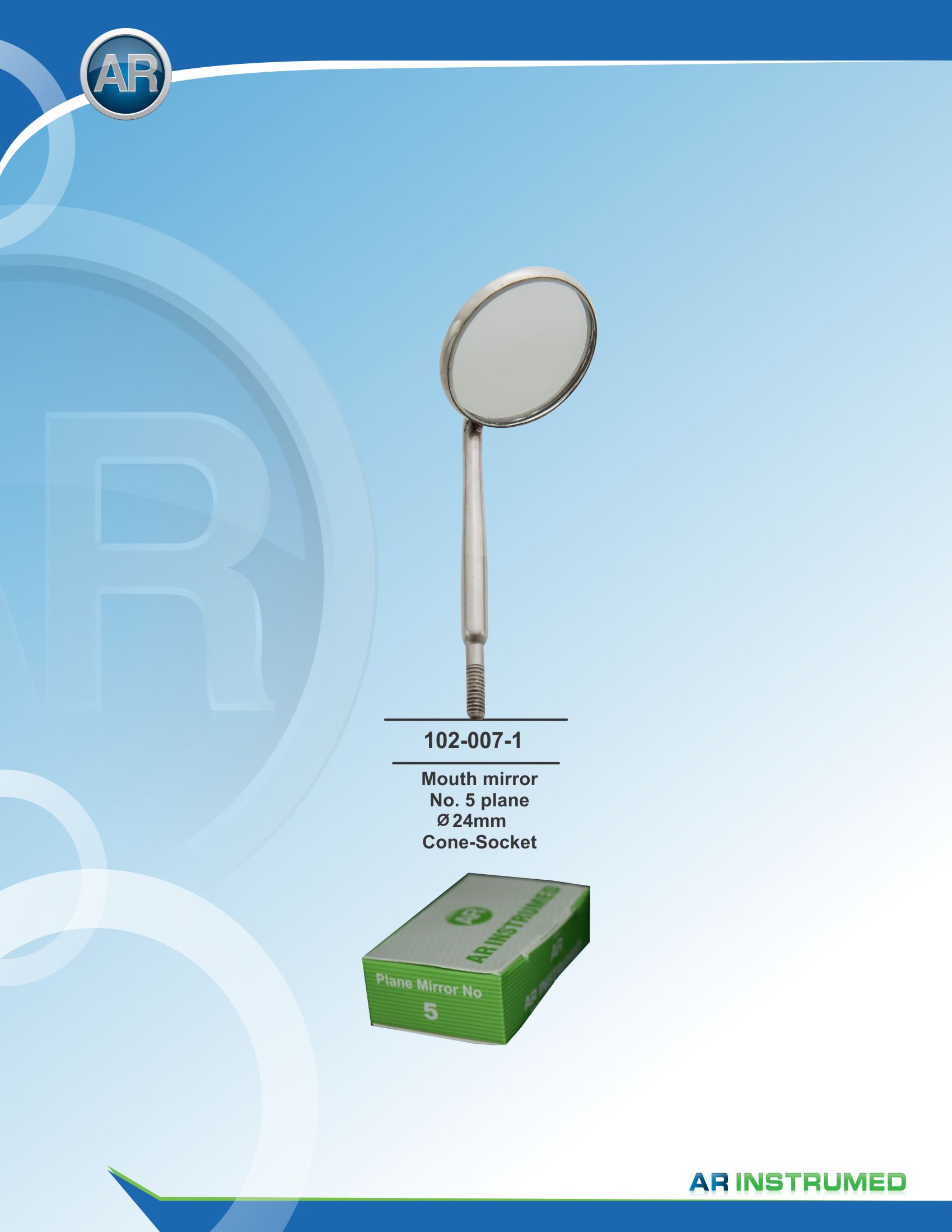 Mouth Mirror No.5 Plane 24mm Cone-Socket