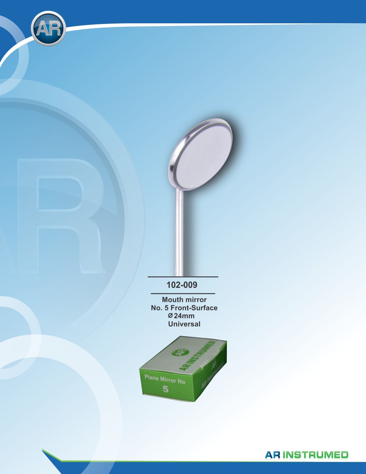 Mouth Mirror No.5 Rhodium Front Surface 24mm Universal – AR Instrumed, Explorers
