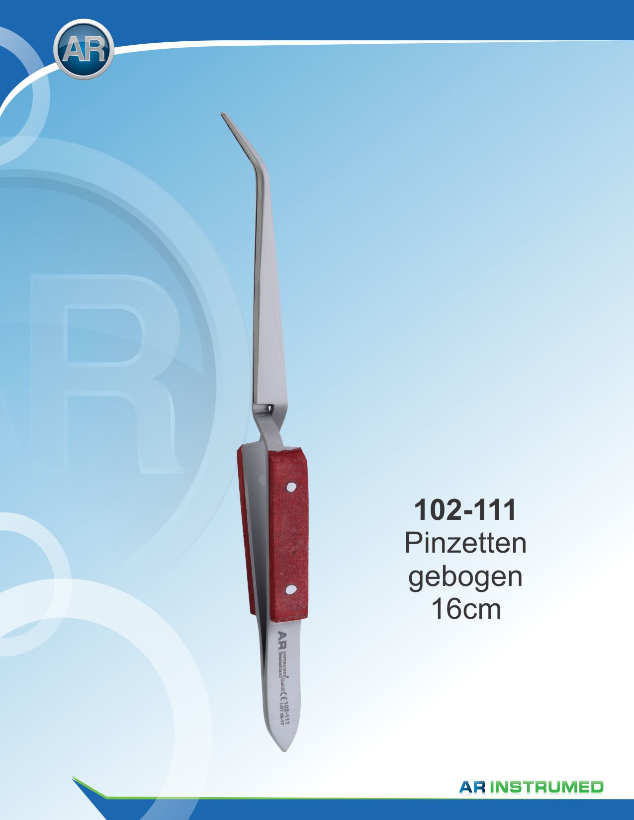 Tweezer Wooden Handle Curved 16cm