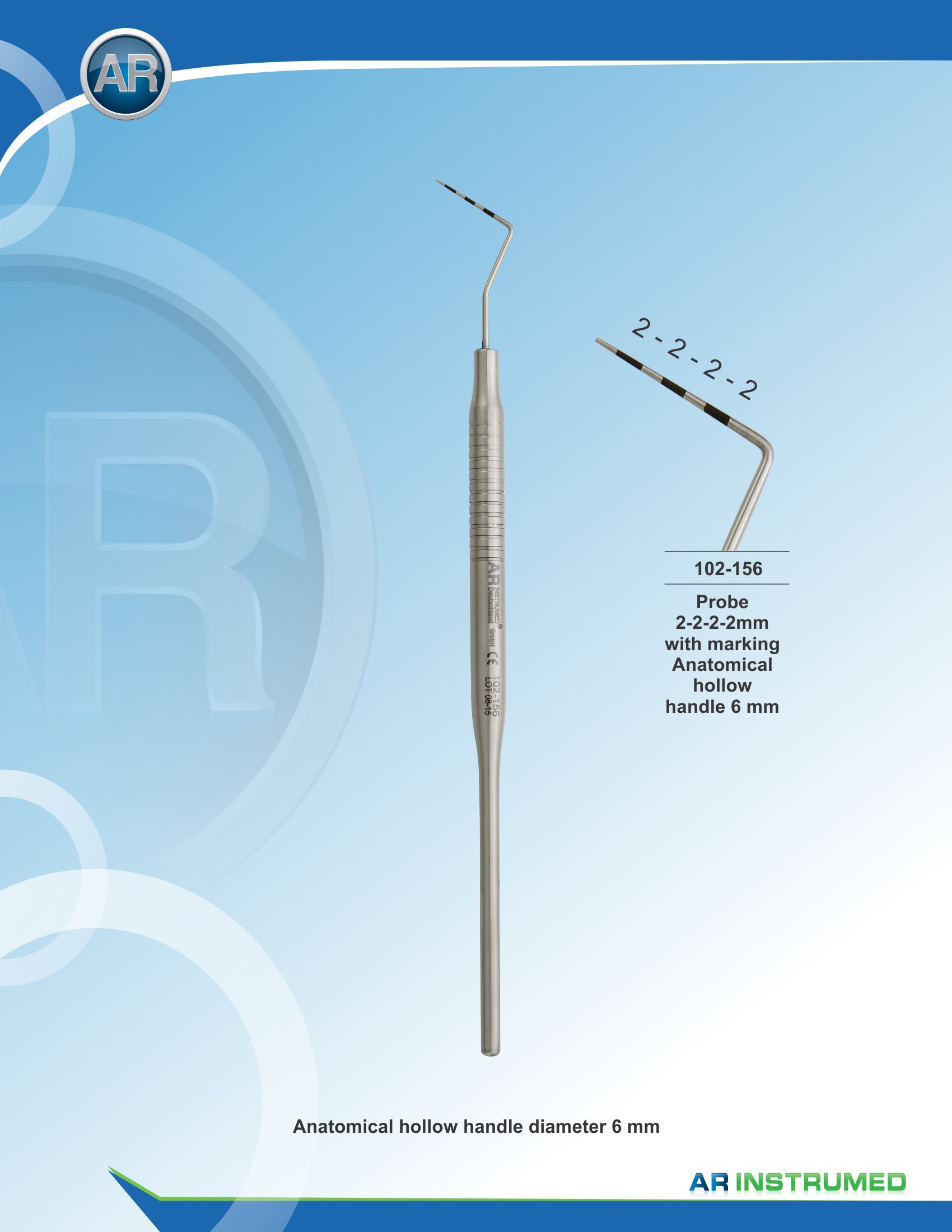 Probe 2-2-2-2mm with marking Solid Handle 6mm – AR Instrumed, Probes & Diagnostic Instruments
