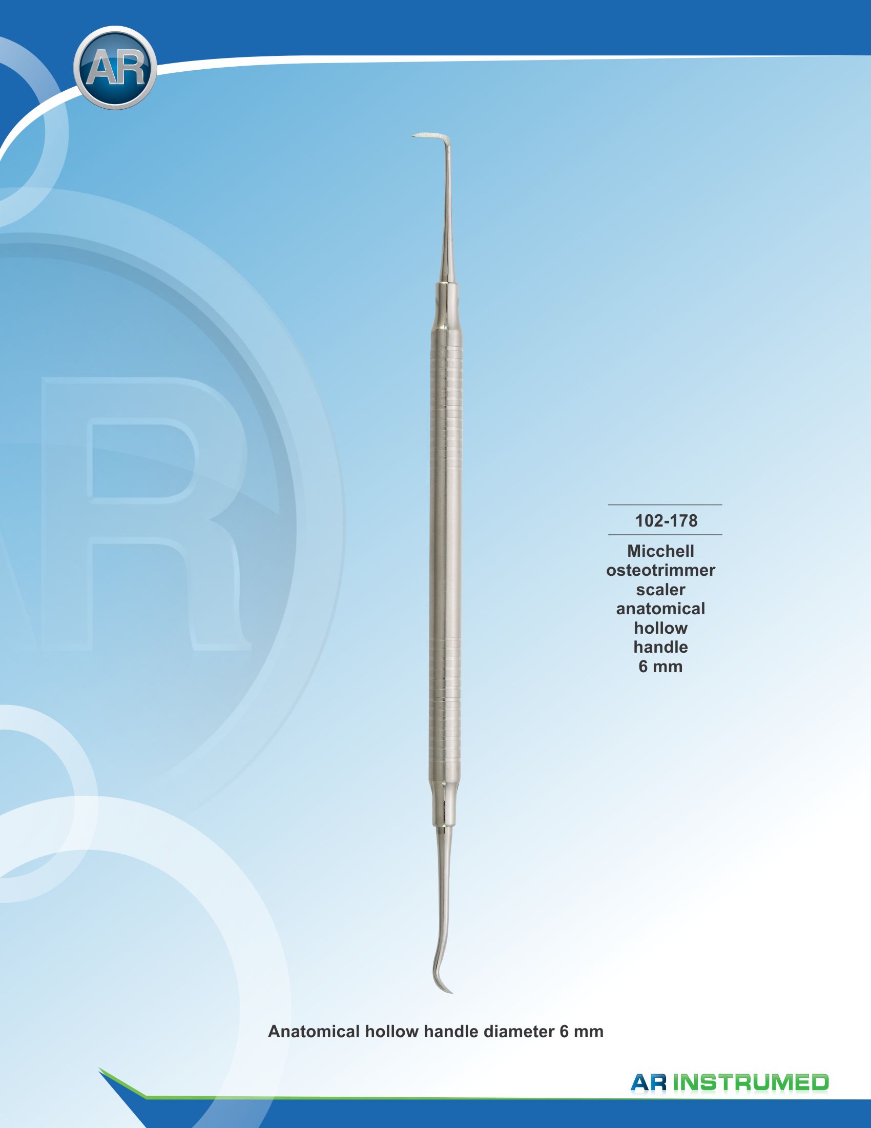 Mitchell Osteotrimmer Scaler Solid Handle 6mm