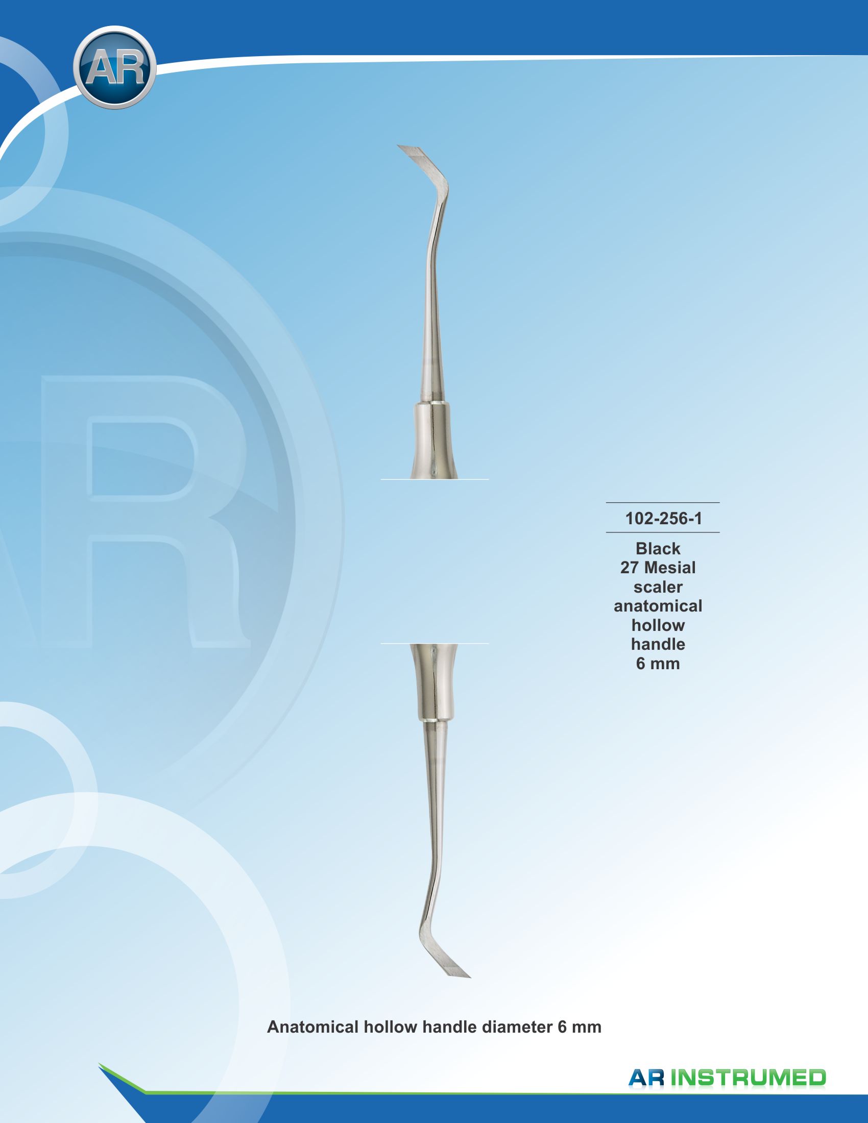 Black 27 Mesial Scaler Solid Handle 6mm