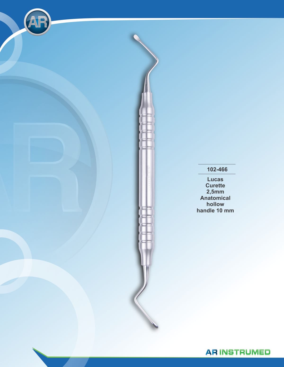 Lucas Curette 2.5mm Anatomical Hollow Handle 10mm – AR Instrumed, Filling Instruments