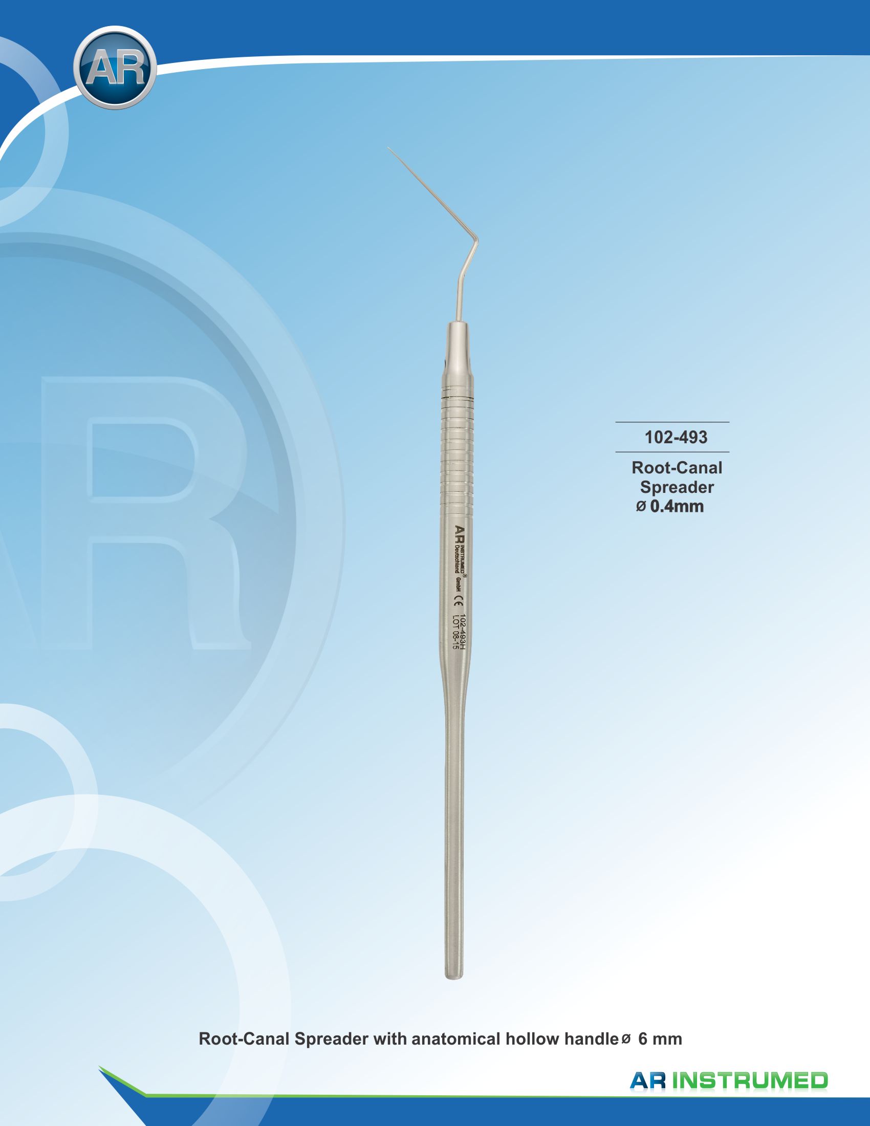 Spreader 0.4mm Solid Handle 6mm – AR Instrumed, Endodontic Accessories