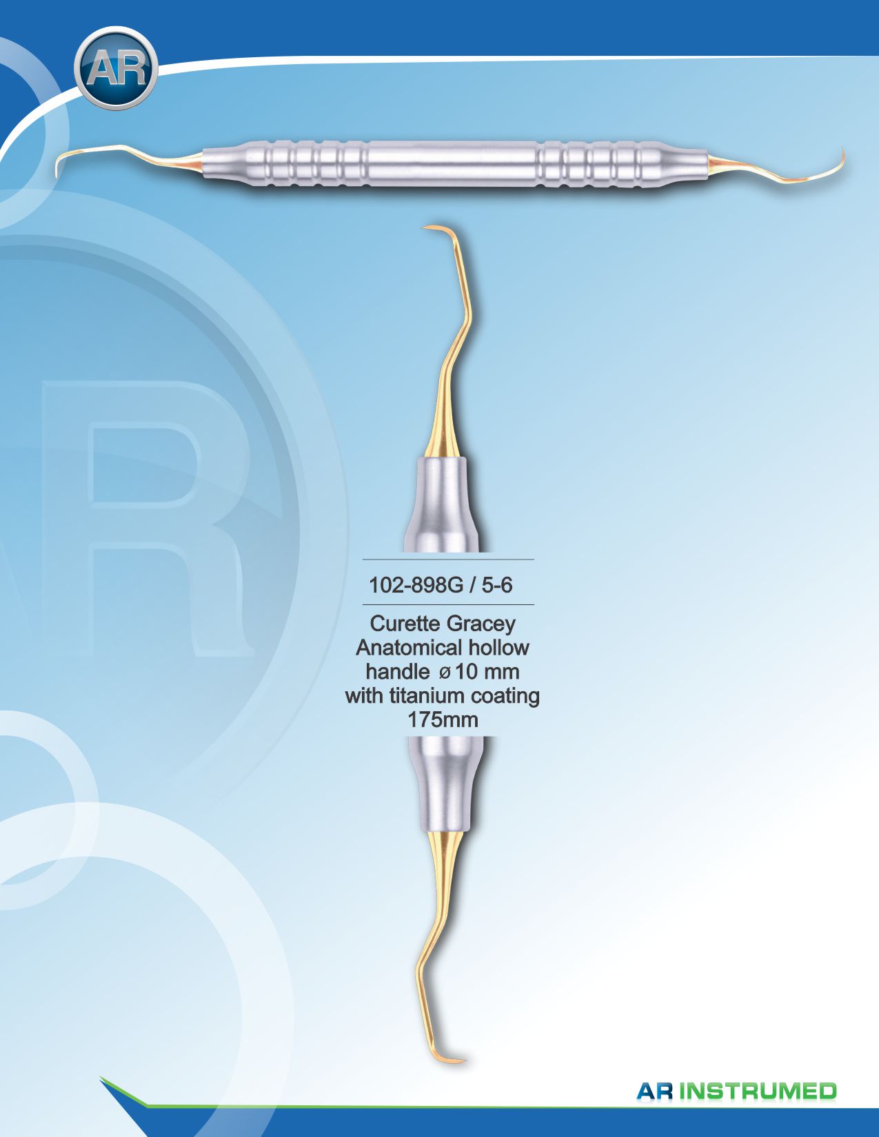 Curette Gracey with Titanium Coating 175mm 5-6