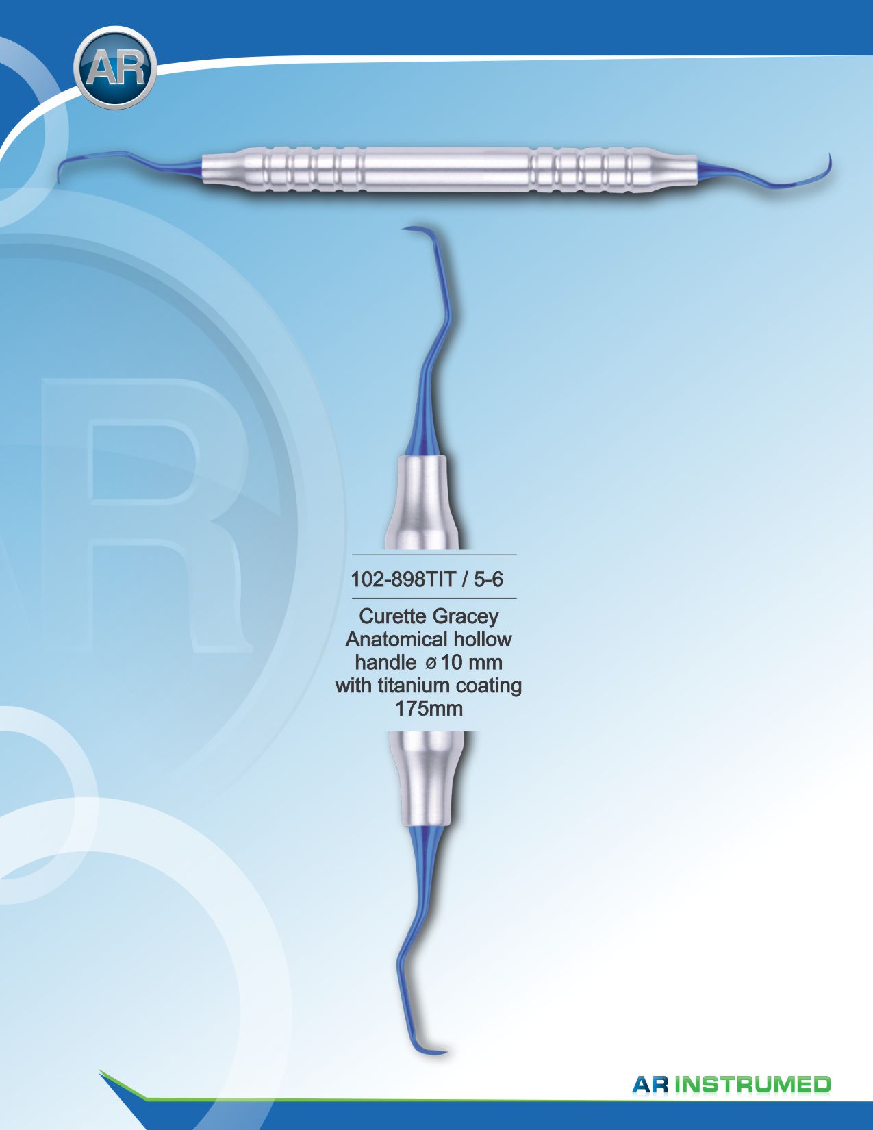 Curette Gracey with Titanium Coating 175mm 5-6