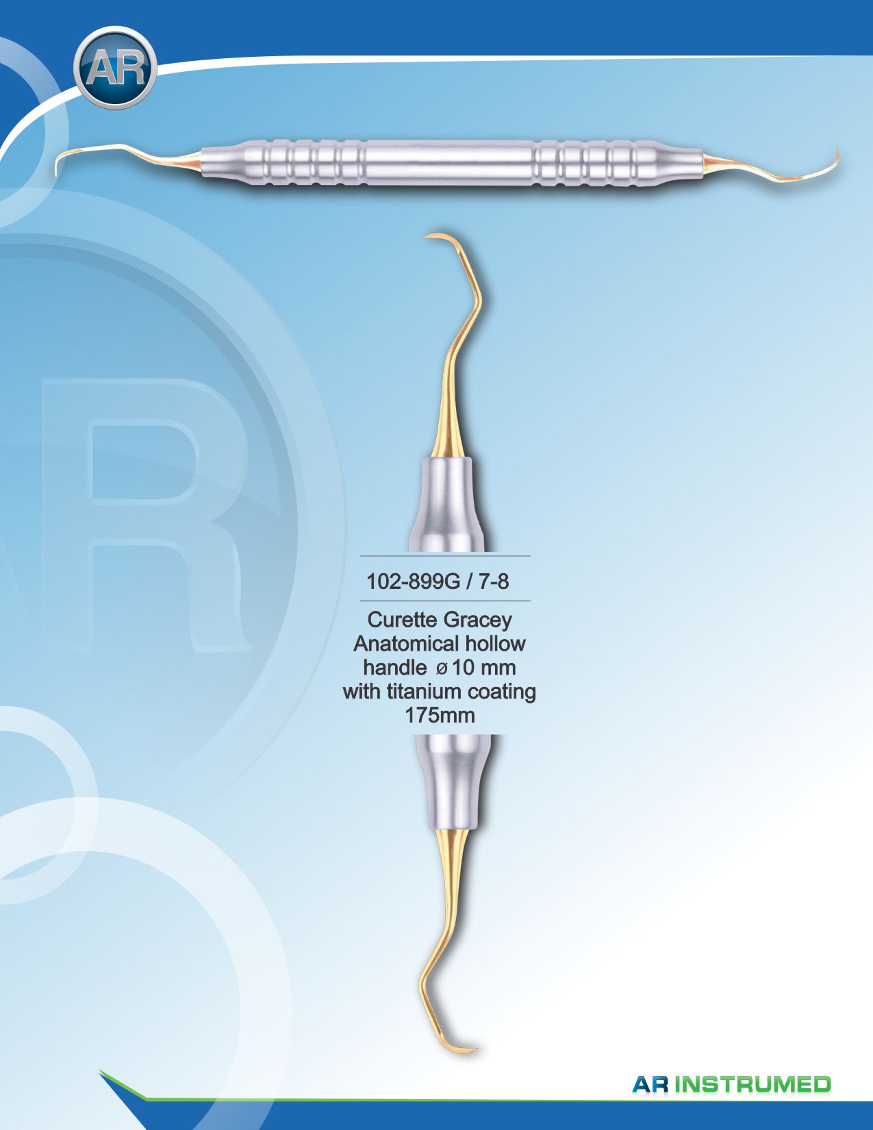 Curette Gracey with Titanium Coating 175mm 7-8