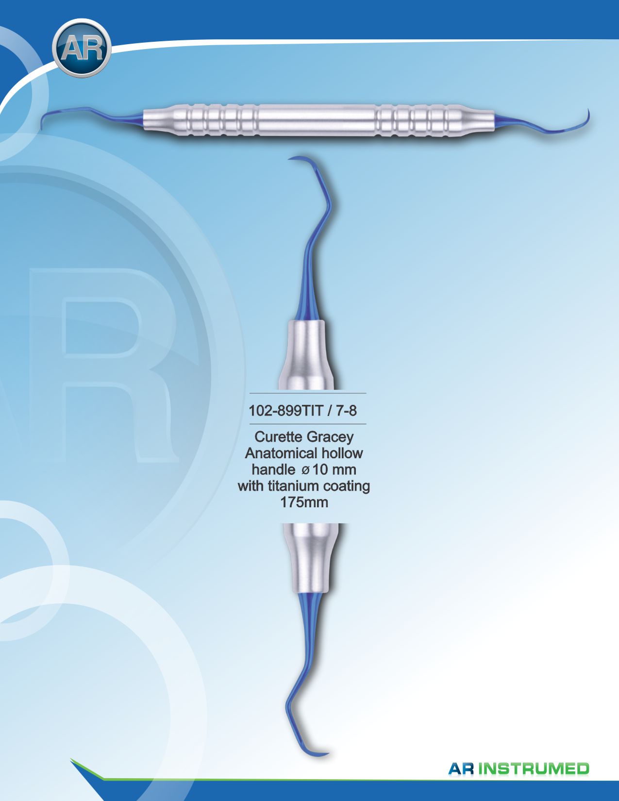 Curette Gracey with Titanium Coating 175mm 7-8