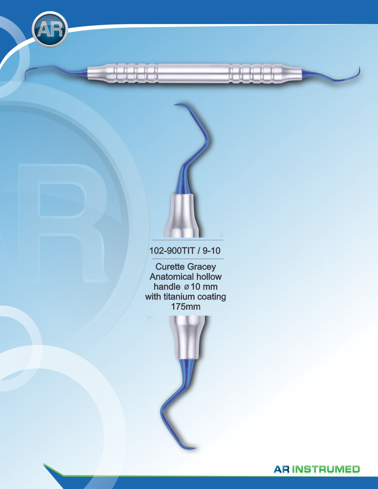 Curette Gracey with Titanium Coating 175mm 9-10