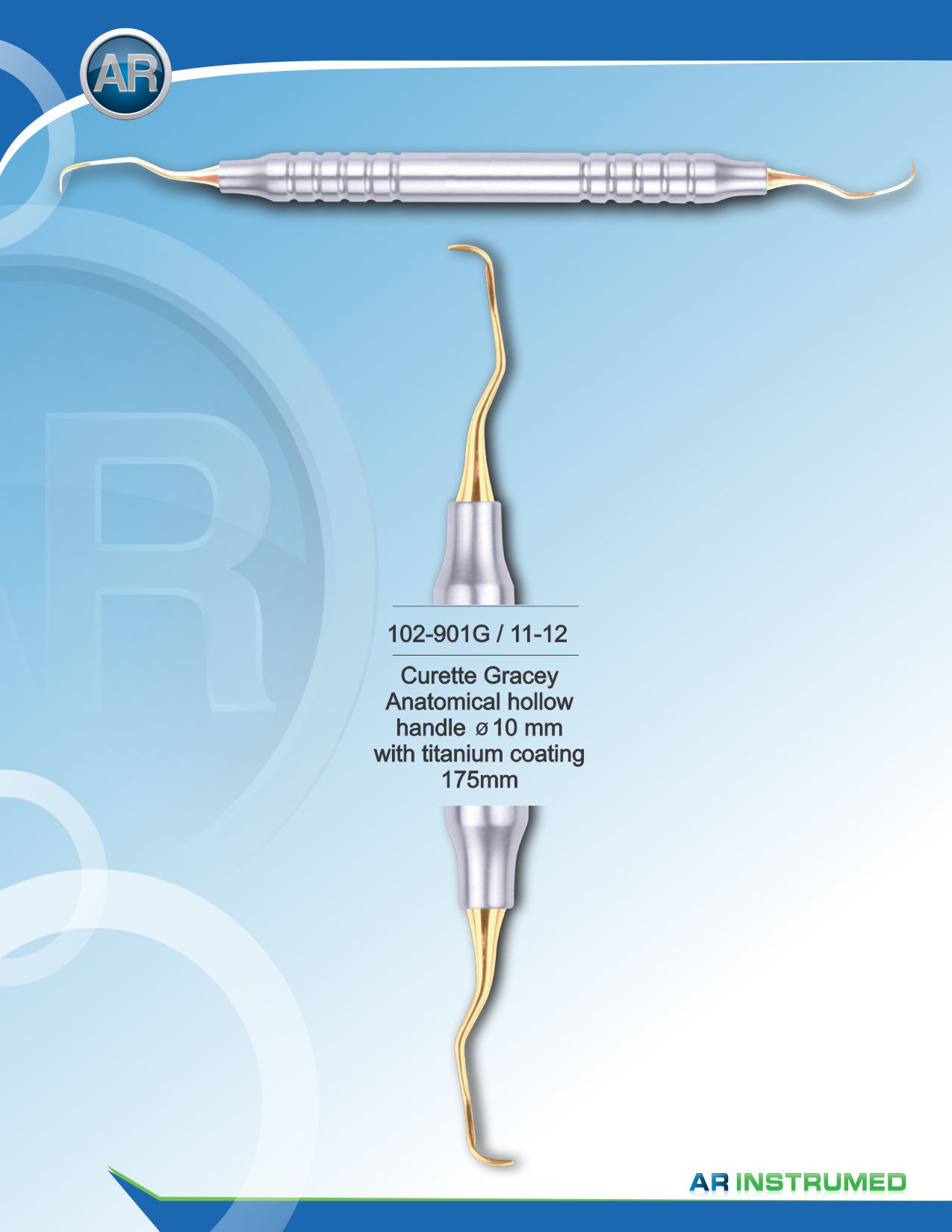 Curette Gracey with Titanium Coating 175mm 11-12
