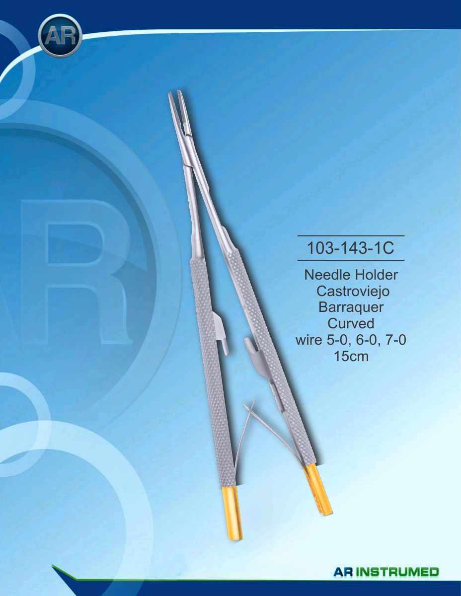 Needle Holder Castroviejo Barraquer Curved wire 5-0, 6-0, 7-0 15cm