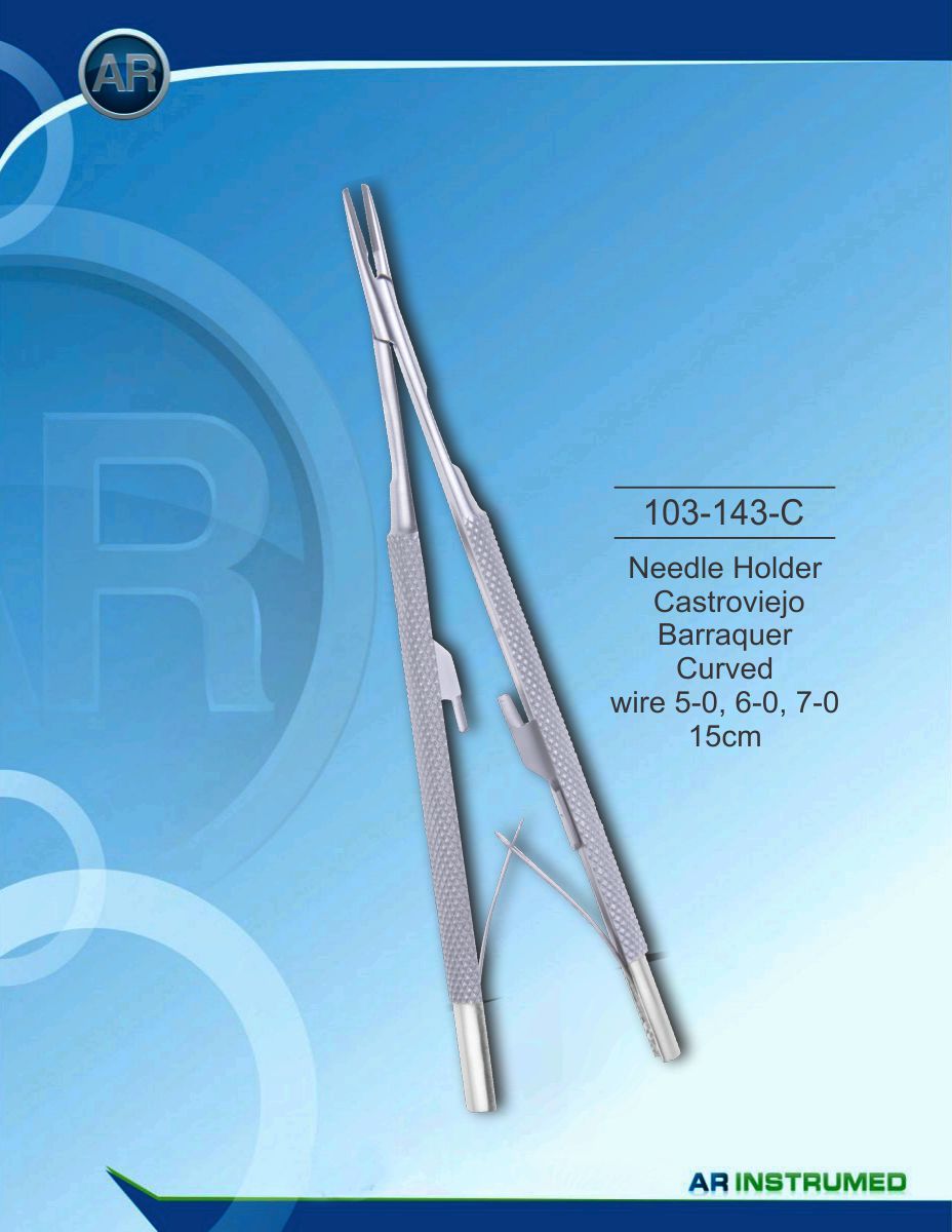 Needle Holder Castroviejo Barraquer Curved wire 5-0, 6-0, 7-0 15cm