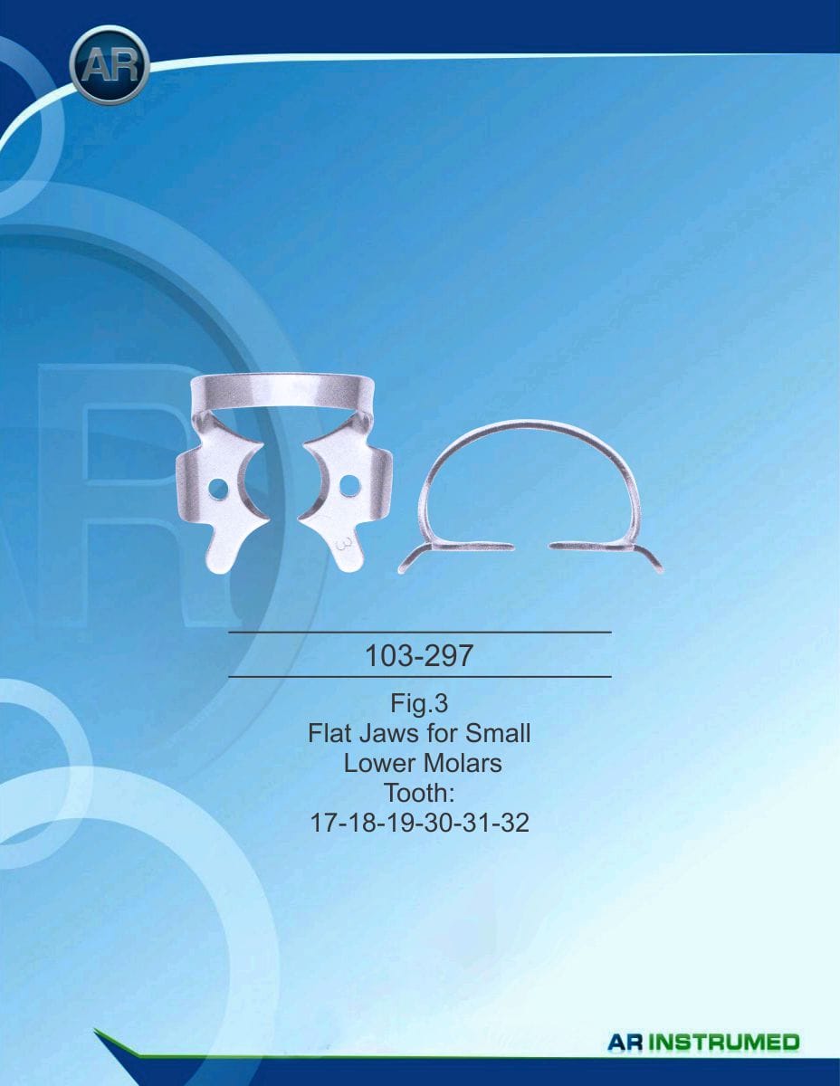 Fig.3 Flat Jaws for Small Lower Molars Tooth 17-18-19-30-31-32 – AR Instrumed, Rubber Dam Clamps