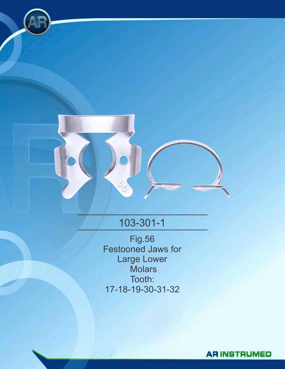 Fig.56 Festooned Jaws for Large Lower Molars Tooth 17-18-19-30-31-32 – AR Instrumed, Rubber Dam Clamps