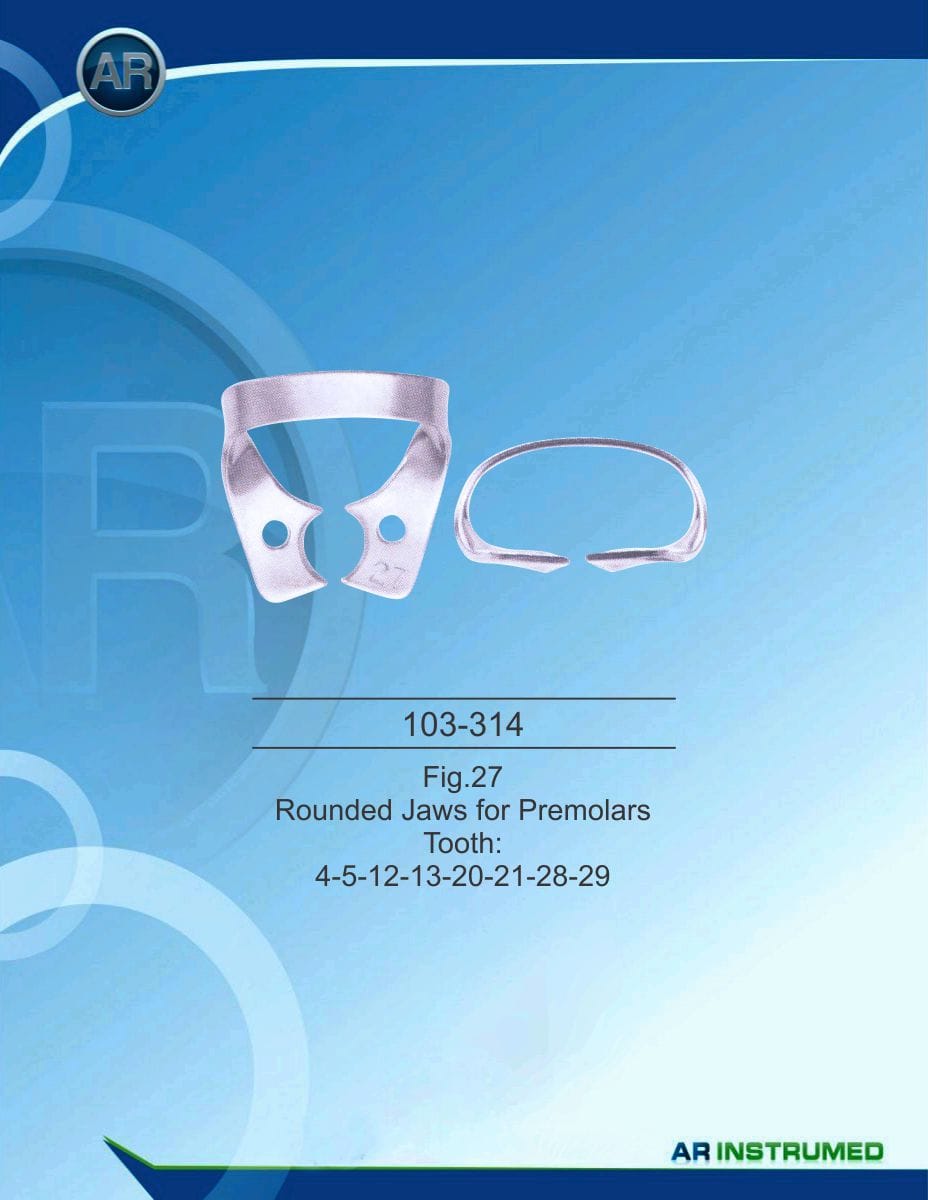 Rounded Jaws For Premolars Tooth : 4-5-12-13-20-21-28-29 – AR Instrumed, Rubber Dam Clamps
