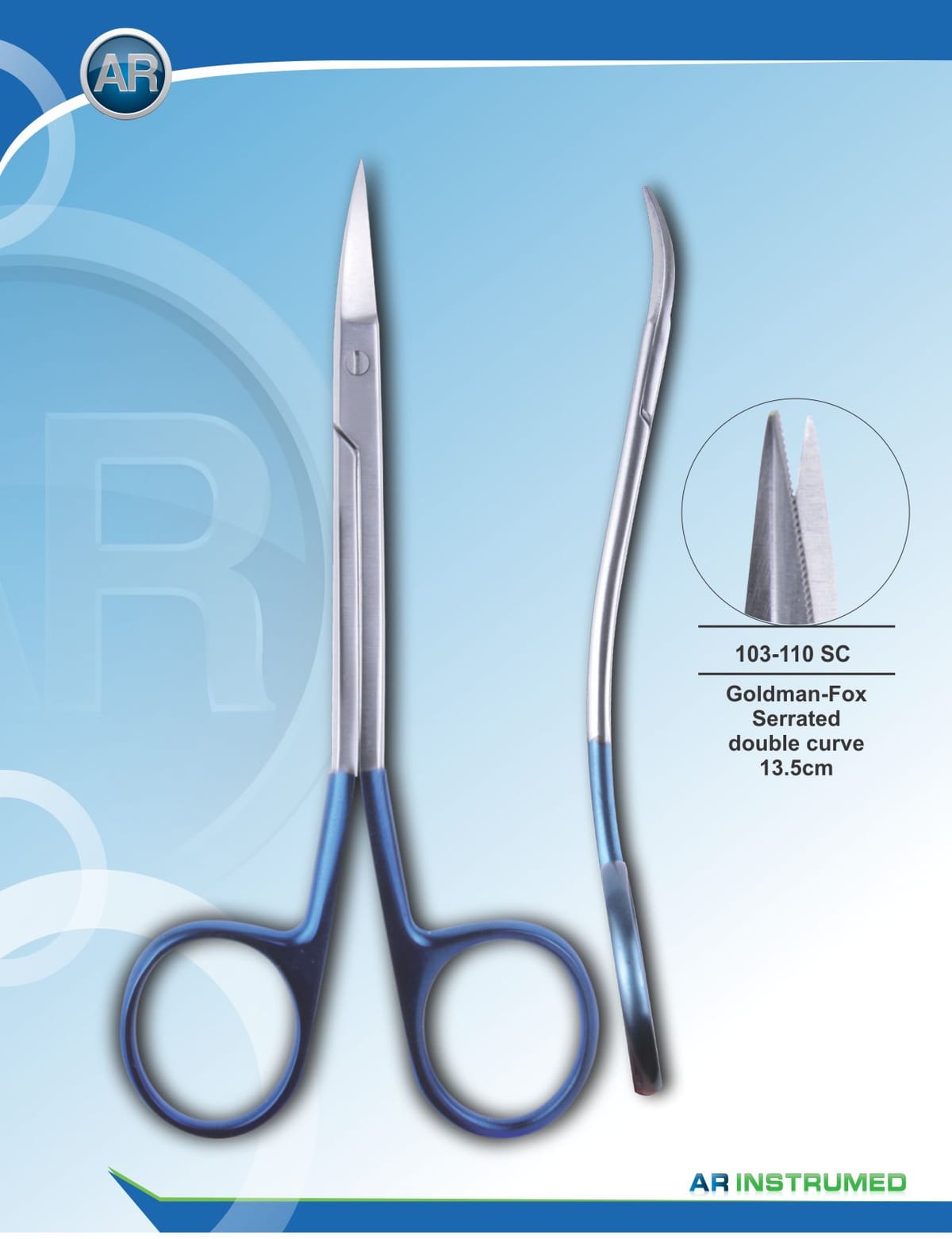 Goldman Fox Serrated Double Curve 13.5cm – AR Instrumed, Chirurgische Instrumente