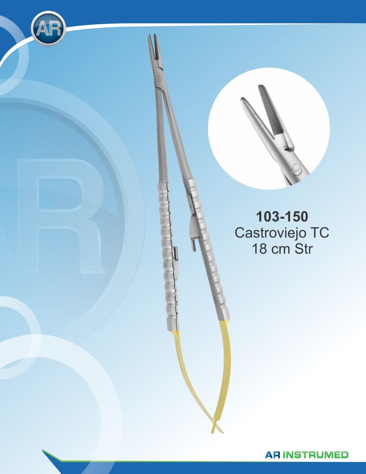 Needle Holder Castroviejo Straight wire 5-0,6-0,7-0 18cm – AR Instrumed, Surgical Instruments