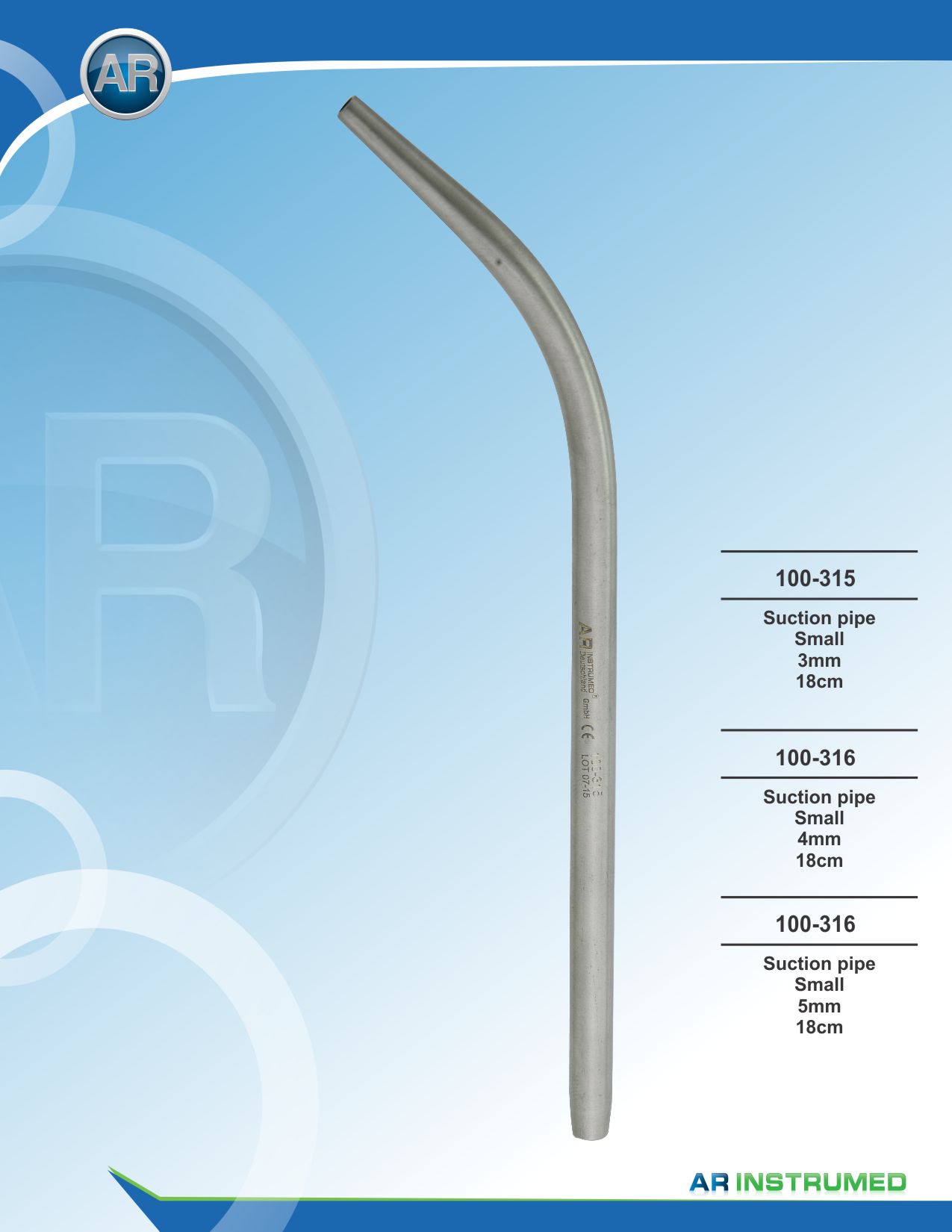 Suction Pipe Medium 4 mm 18cm – AR Instrumed, Surgical Aspirating Tips