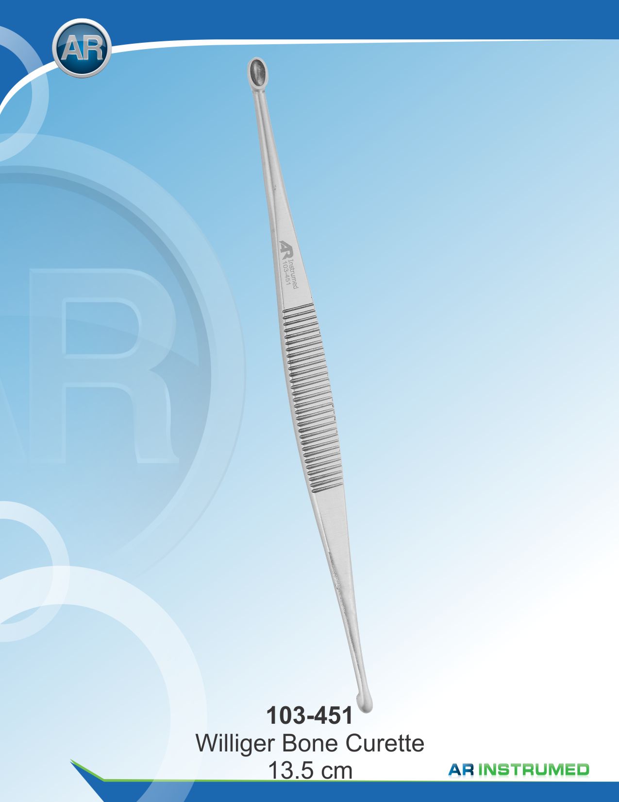 Williger Bone Curette 1/2 – AR Instrumed, Surgical Hand Instruments