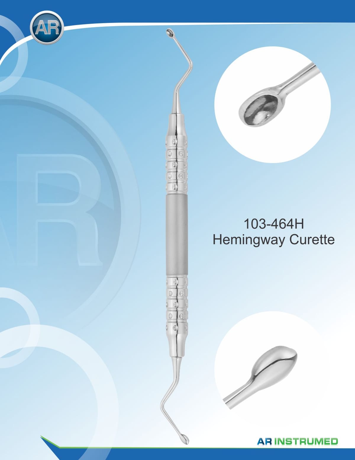 Hemingway Curette 2.5mm Anatomical Hollow Handle 10mm – AR Instrumed, Filling Instruments