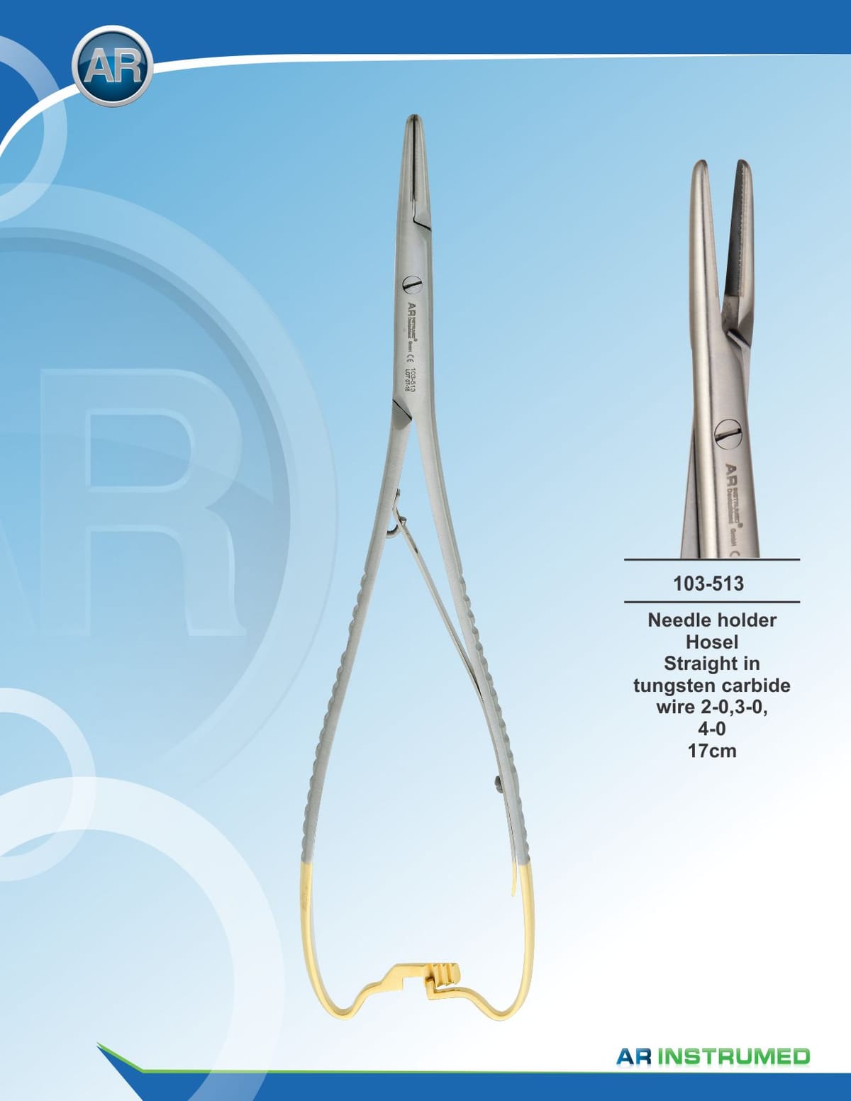 Needle Holder Hosel Straight wire 2-0,3-0,4-0 20cm – AR Instrumed, Chirurgische Instrumente