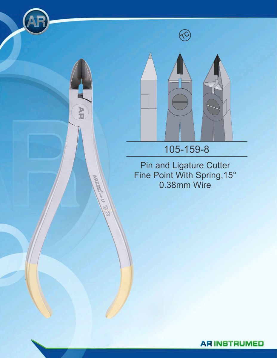 Orthodontics Pliers Pin and Ligature Cutter Fine Point With Spring,15° 0.38mm Wire (TC)