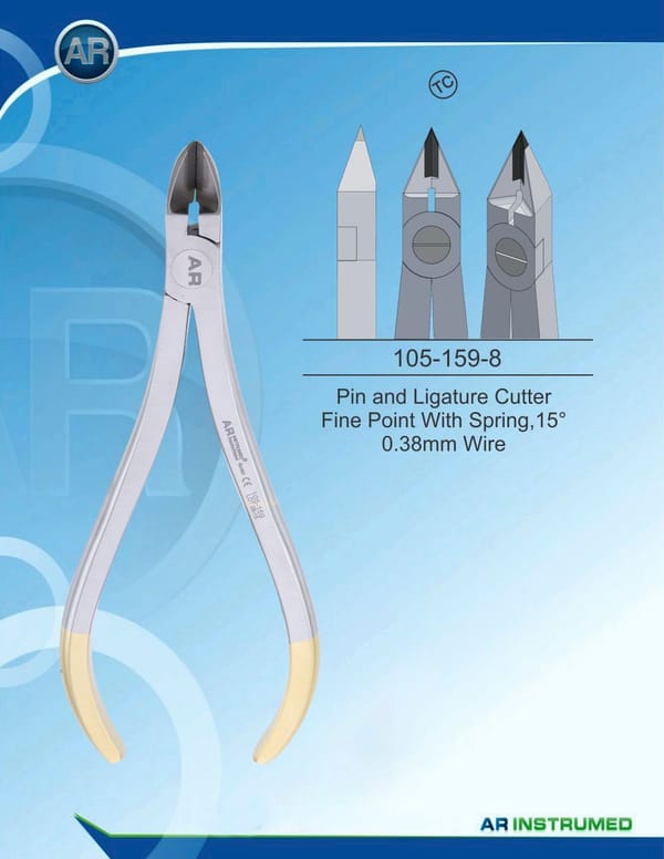 Orthodontics Pliers Pin and Ligature Cutter Fine Point With Spring,15° 0.38mm Wire (TC)