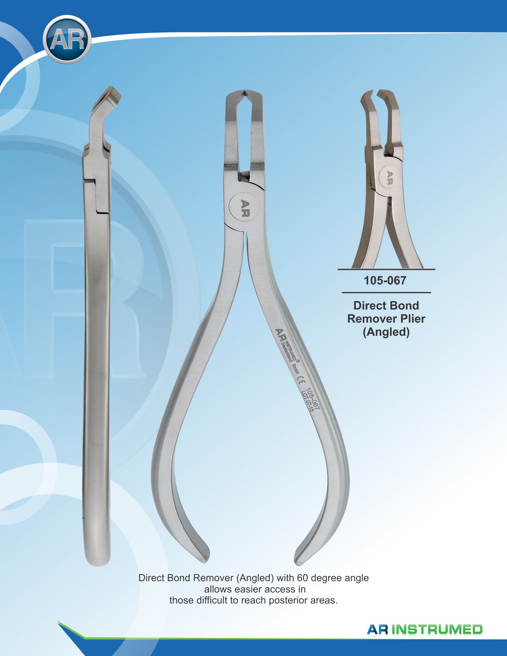 Angled Direct Bond Bracket Remover Plier 45°