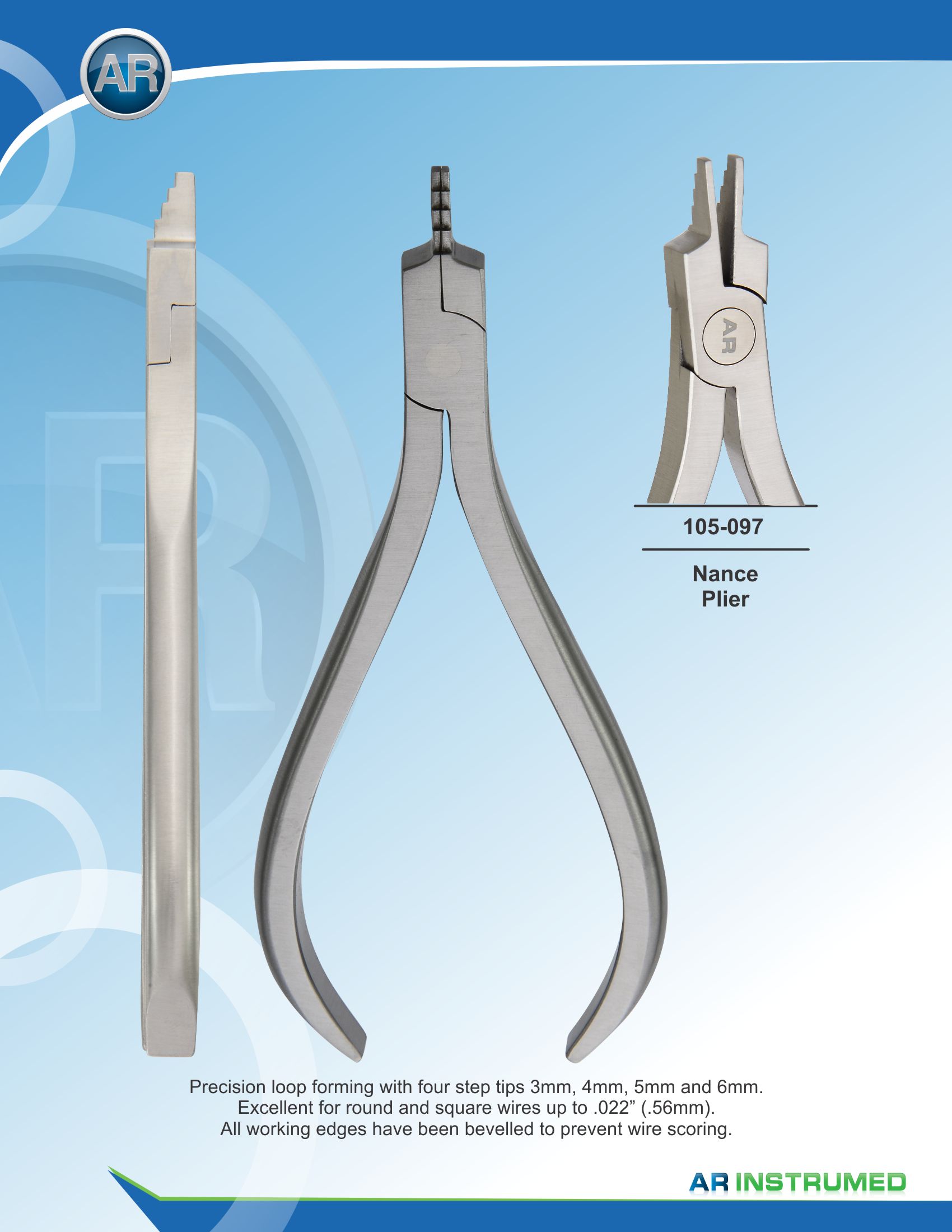Nance Loop Forming Pliers 3,4,5 &amp; 6mm max 0.7mm .028" Wire