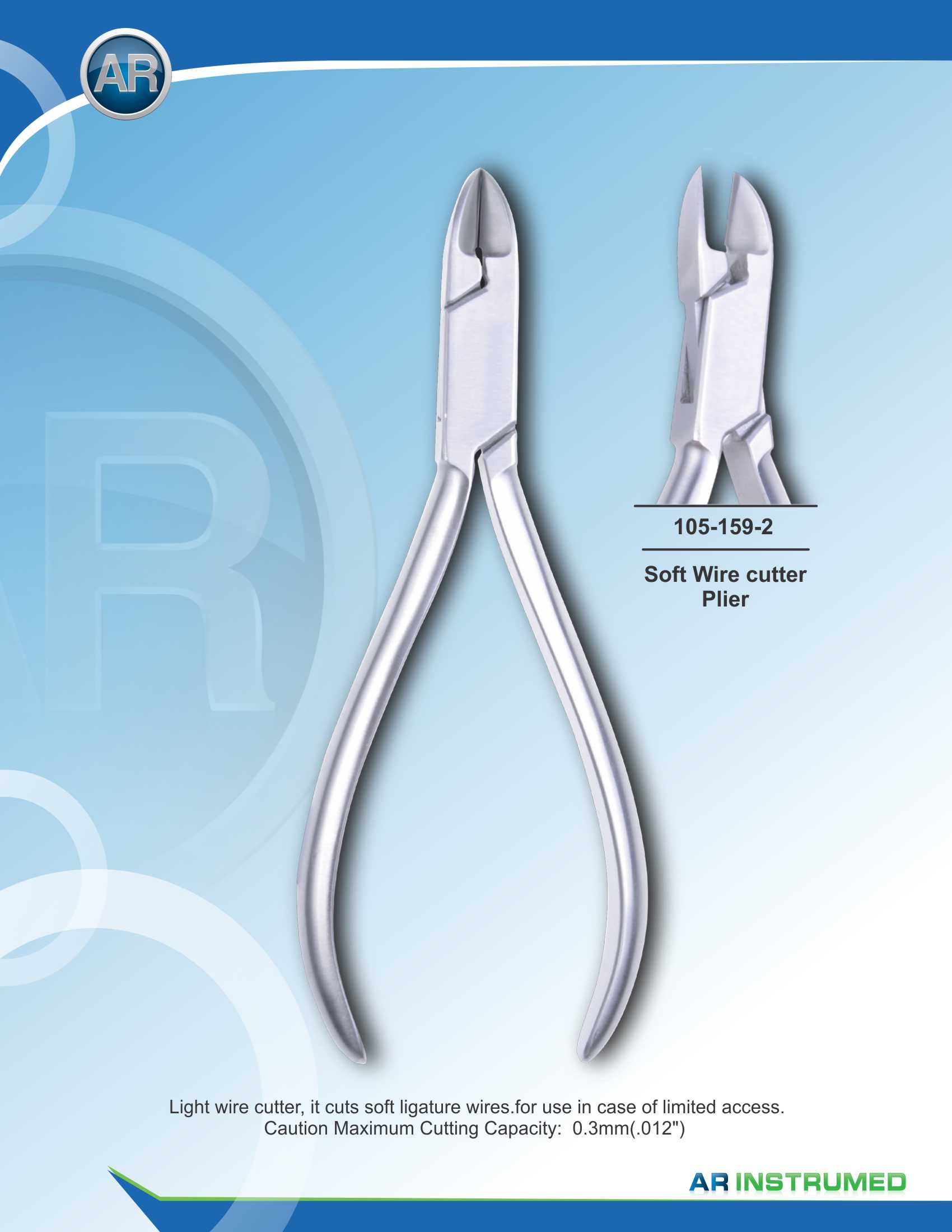 Soft Wire Cutter Plier max 0.30mm .012" Wire – AR Instrumed, Orthodontic Pliers & Instruments