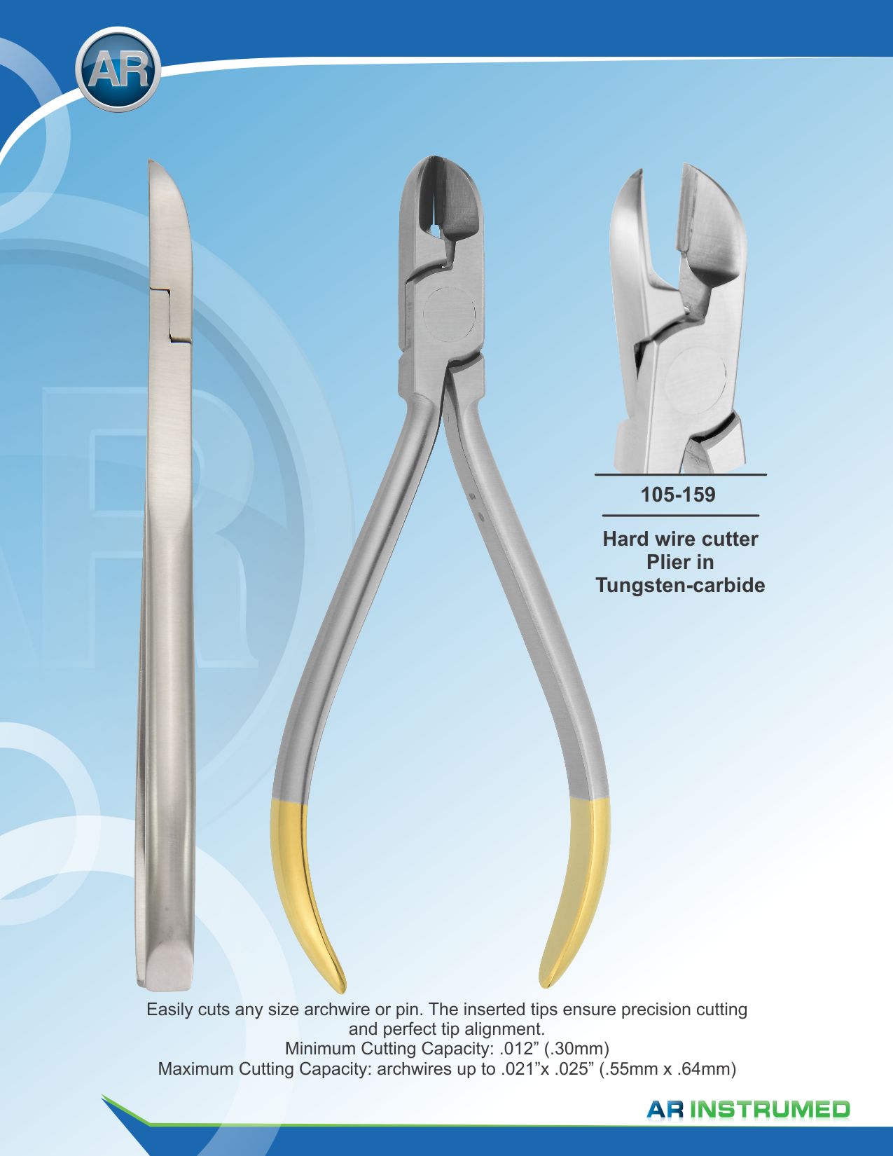 Hard Wire Cutter Plier Tungsten-Carbide max 0.71mm .028" Wire