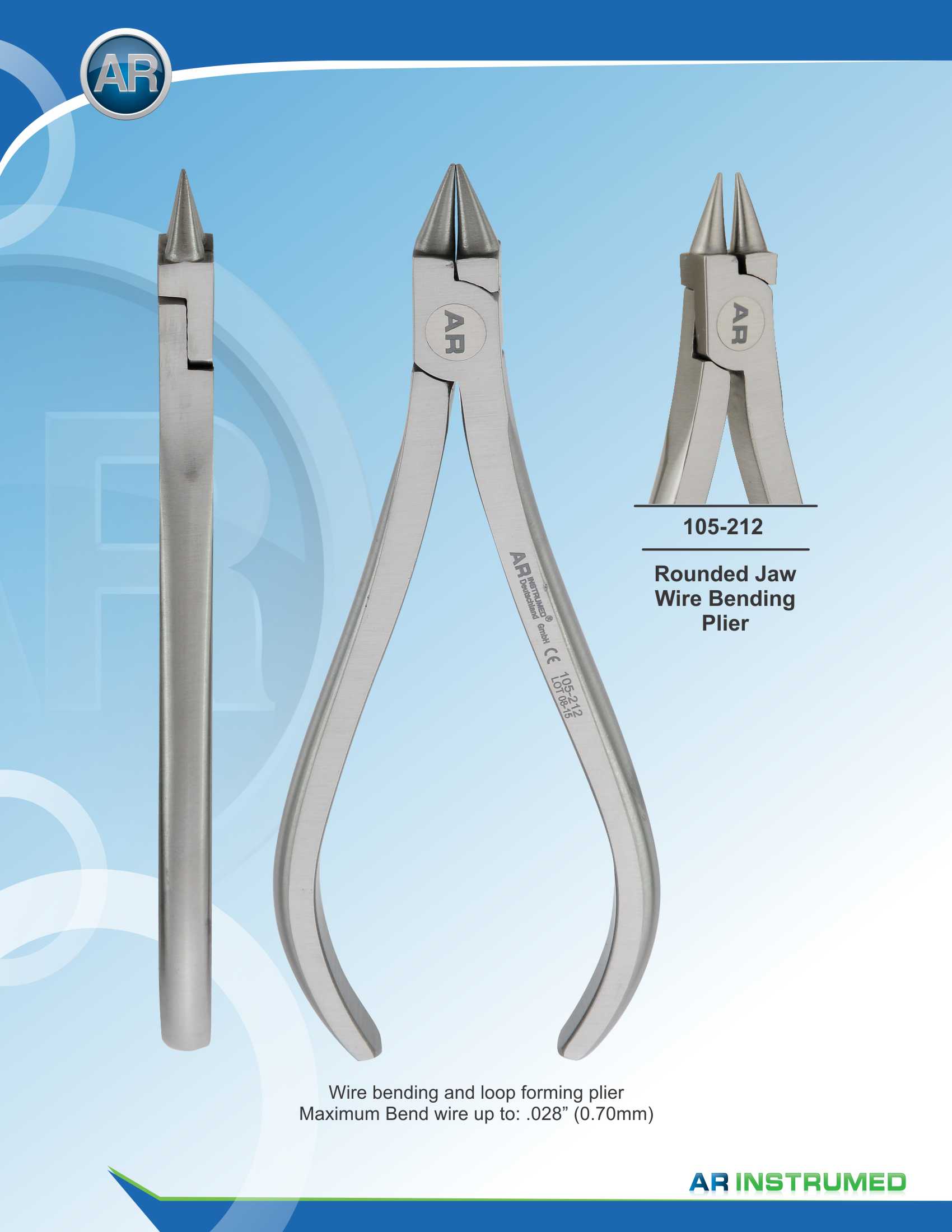 Rounded Jaw Wire Bending Plier max 0.51mm .020" Wire – AR Instrumed, Orthodontic Pliers & Instruments