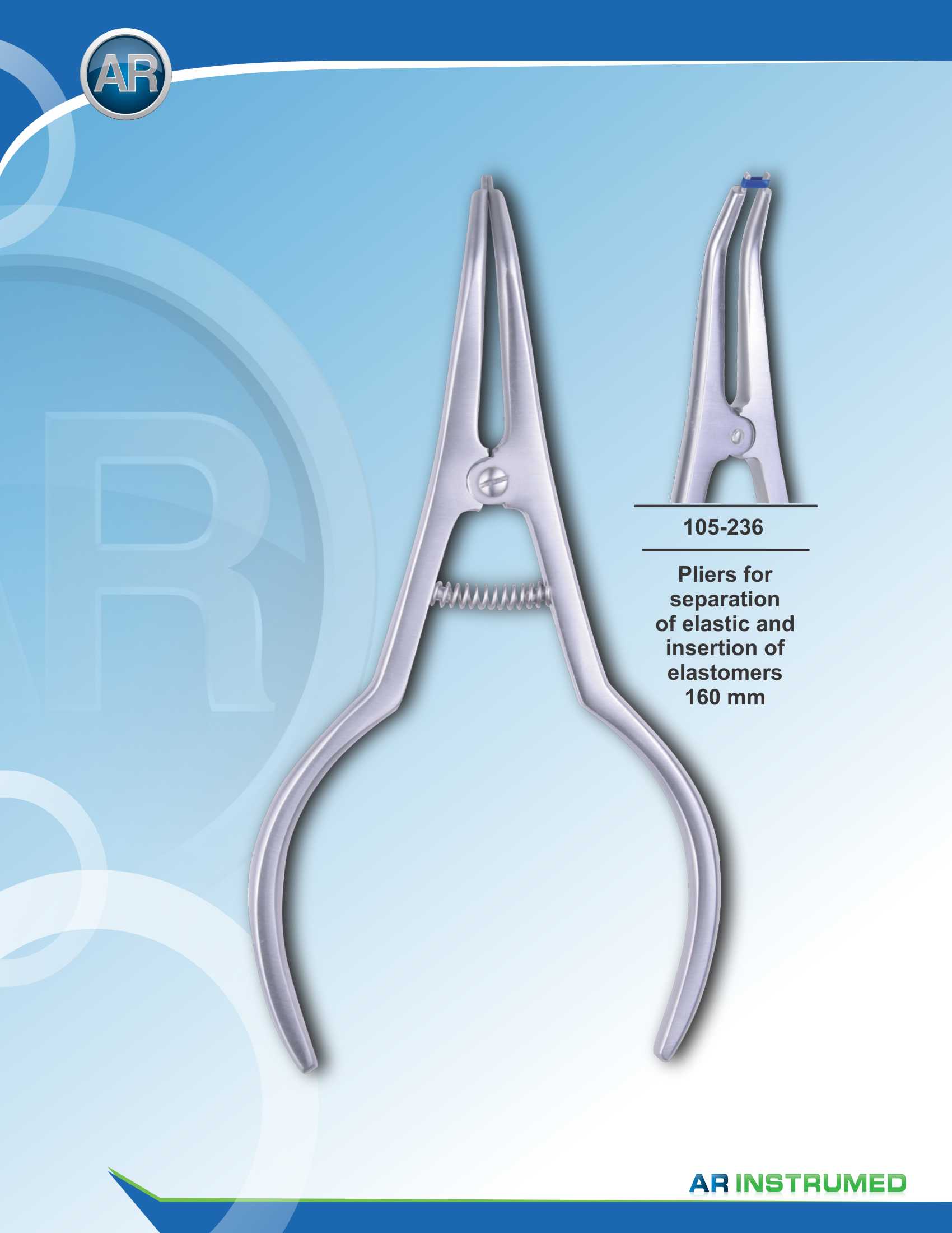 Pliers for Separation of Elastic and Insertion of Elastomers 16cm – AR Instrumed, Orthodontic Pliers & Instruments