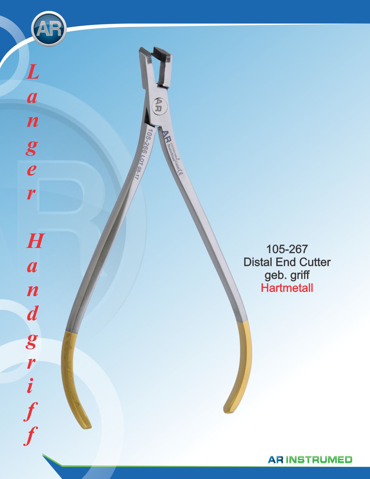 Distal End Cutter with Hold Long Handle TC Curved 0.56mmx0.71mm .022"x.028" Wire
