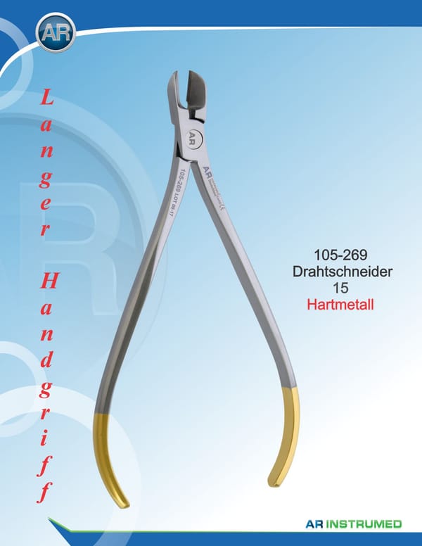 Wire Cutter Tungsten Carbide 15° Plier Long Handle 0.30mm .012" Wire