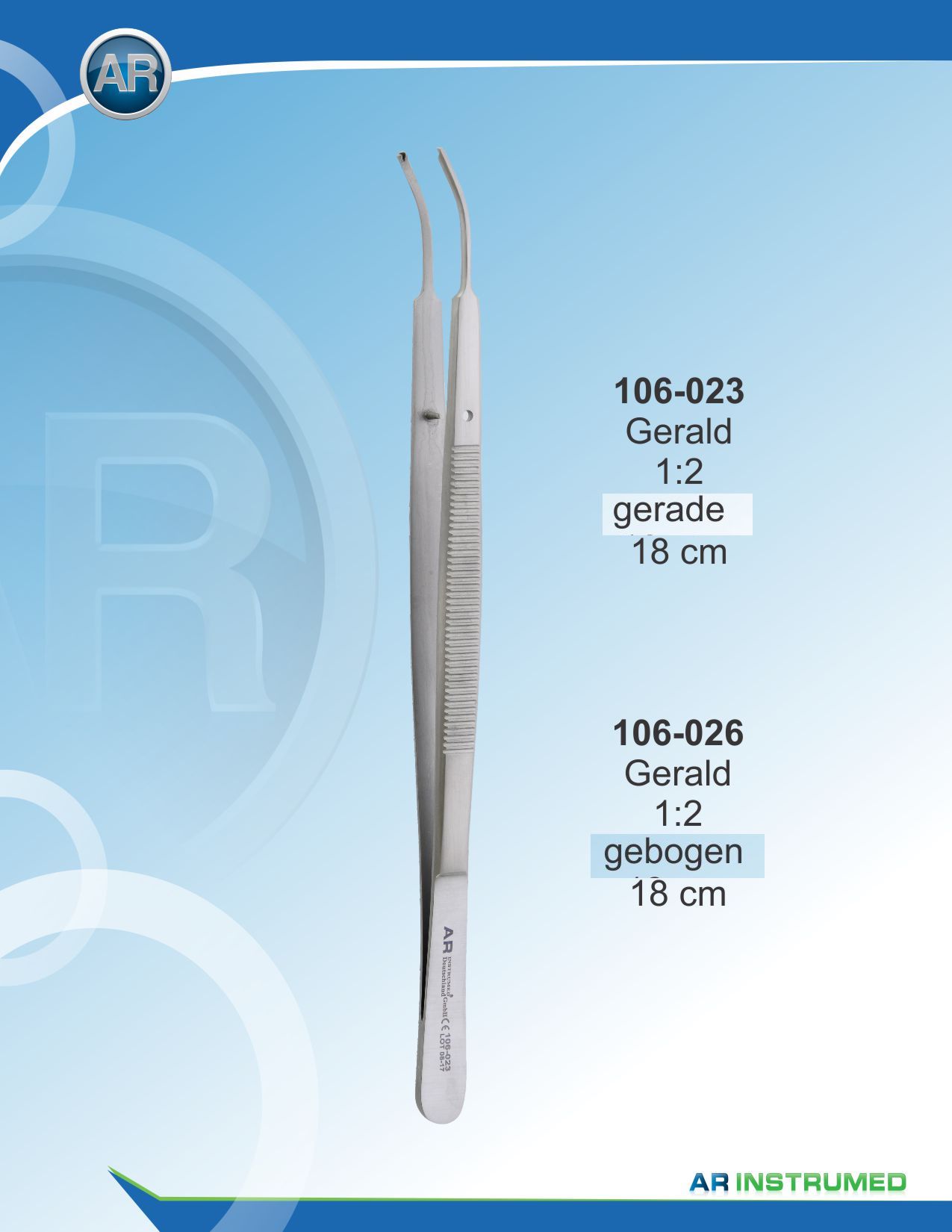 Gerald Forceps Curved 1:2 18cm